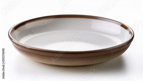 empty ceramic round plate isolated on white background