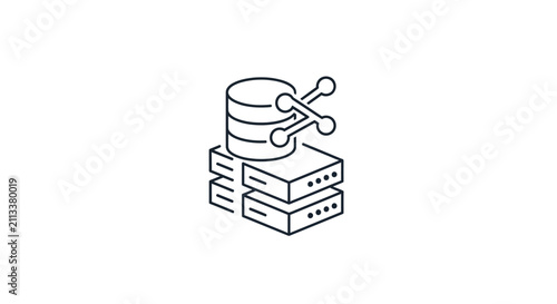 Data server architecture illustration, depicting information storage and network connectivity
