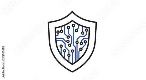 Digital shield icon illustrating network security and data protection against cyber threats
