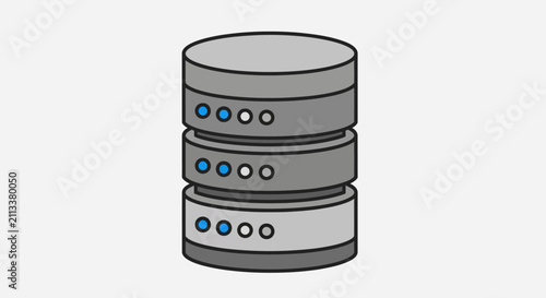 Illustration of a Stacked Data Server with Blue and White Indicators for Web Design