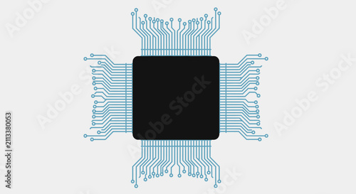 Minimalist representation of a central processing unit circuit board in a vector illustration