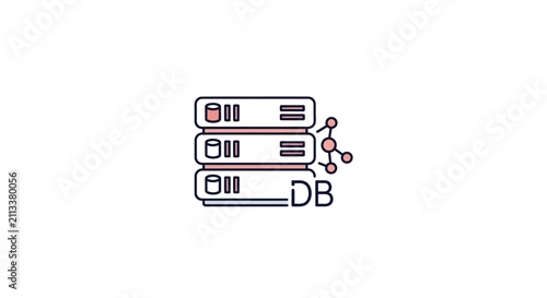 Illustration depicting a data server with interconnected network and database representation