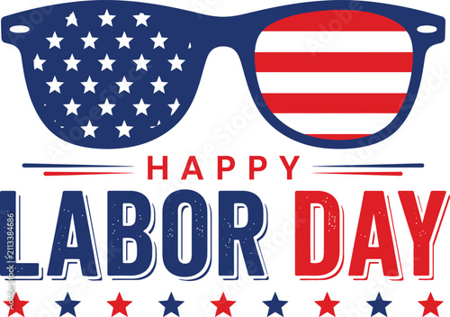 Happy-Labor Day Patriotic Sunglasses Graphic With Stars And Stripes
