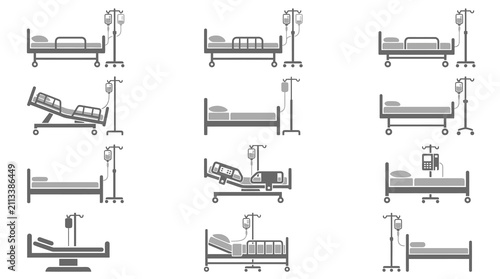 Canvastavla Adjustable hospital beds with IV stands collection.
