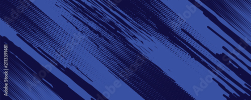Abstract blue comic vector background with halftone dots and grunge brush stroke texture. Perfect for banner, speed, gaming, sport, and poster layout.