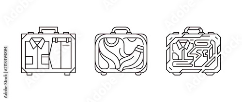 Open suitcase with folded clothing and travel accessories ready for packing