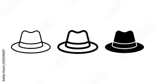Obraz na płótnie Fedora Hat Icons, Classic Style Headwear Vector Set, Vintage Fashion Accessories