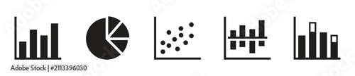 Set of five different data visualization icons, EPS 10.