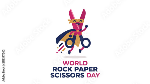 Scissors Superhero Character for World Rock Paper Scissors Day
