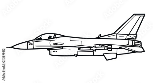Fighter Jet Military Aircraft Illustration.