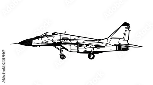 Fighter Jet Military Aircraft Illustration.
