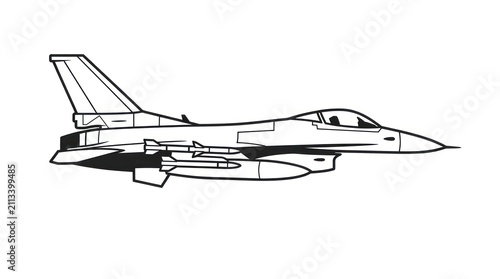 Fighter Jet Military Aircraft Illustration.