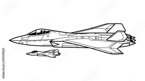 Fighter jet with missile drawing.
