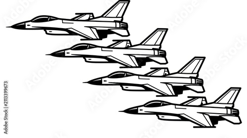 Fighter jets flying in formation.