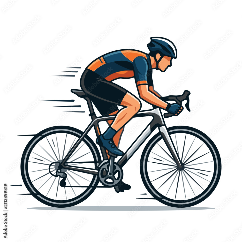 Fototapeta premium Cyclist Riding Bicycle in Motion.