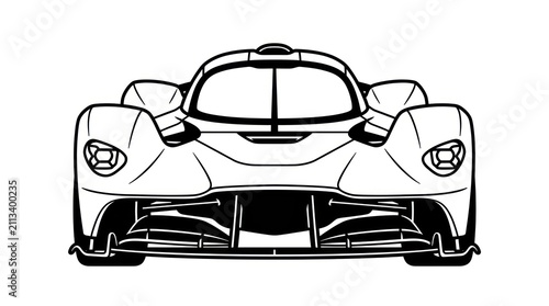 Front view of racing car.