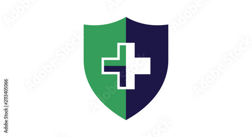 Shield with Medical Cross Symbol.