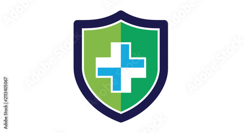 Shield with Medical Cross Symbol for Health Protection.