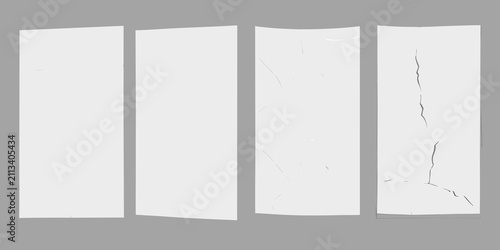 Canvastavla Paper crack progression sequence flat vector illustration on gray background