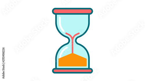 Hourglass sand flowing symbol of time passing and measurement