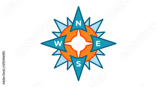 Directional compass starburst symbol navigation guidance