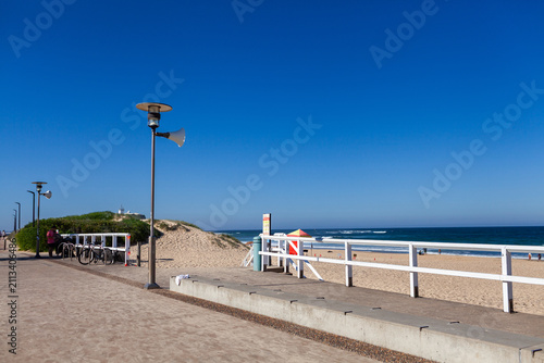 Foreshore ocean scene of pathway leading along headland in Newcastle