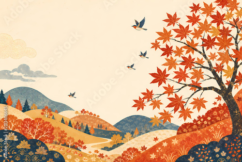 Japanese Folk Art Momiji Scene
