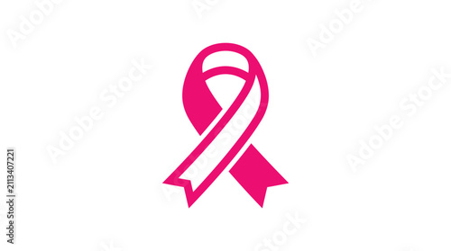 Pink awareness ribbon symbol on white background for health campaigns
