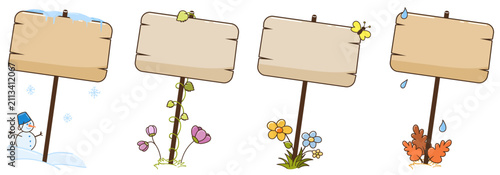 Four seasons blank wooden signboards collection