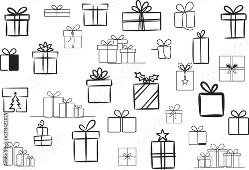 Vector set of minimalist Christmas gifts