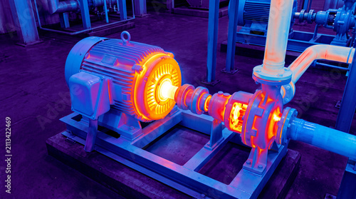 Infrared Thermal Analysis of Heavy Industrial Equipment Showing Active Heat Patterns and Machine Performance Data
