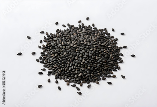Pile of black sesame seeds ...