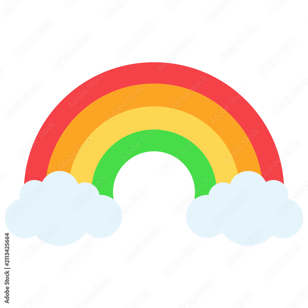 Obraz premium Rainbow With Clouds Illustration