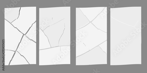 Fotografía Cracked paper sequence a four panel illustration with gray background