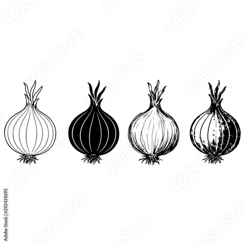 Hand Drawn Onion Icons Set