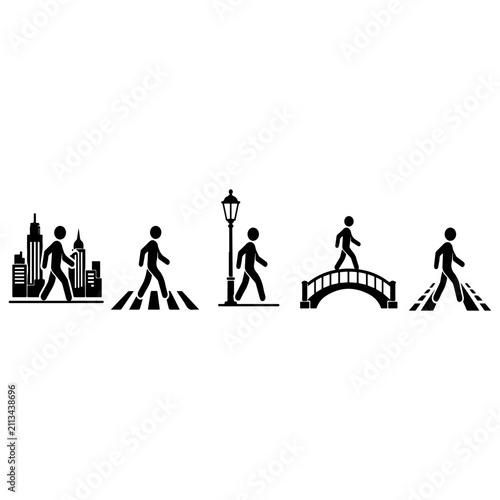 Pedestrian Crossing and Urban Walking Symbols