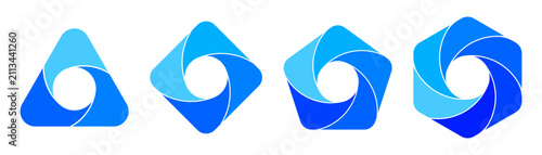 Blue Three to Six Blade Swirl Cycle Diagram Collection
