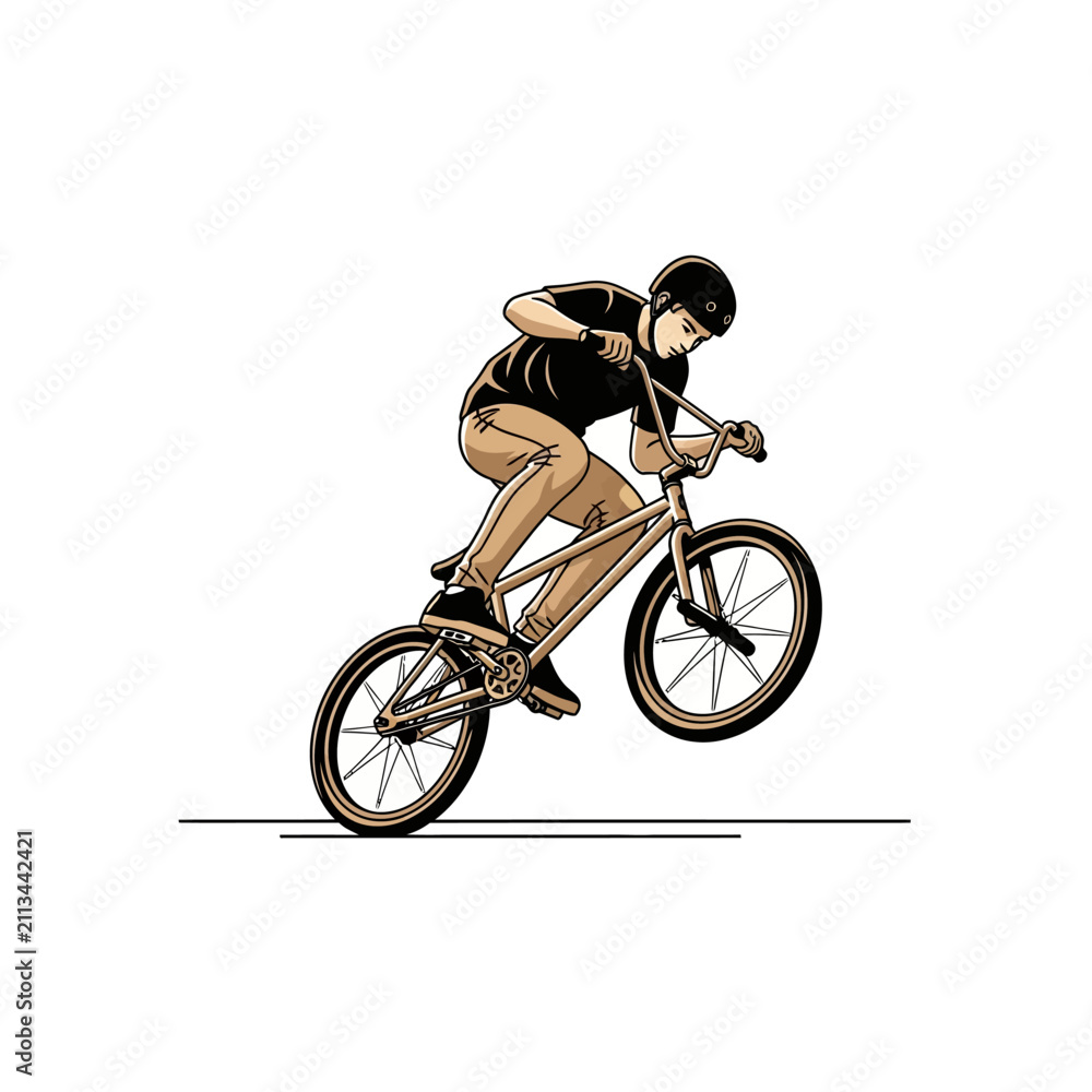 Obraz premium Athletic Rider Performs Trick On A Bicycle Action Shot