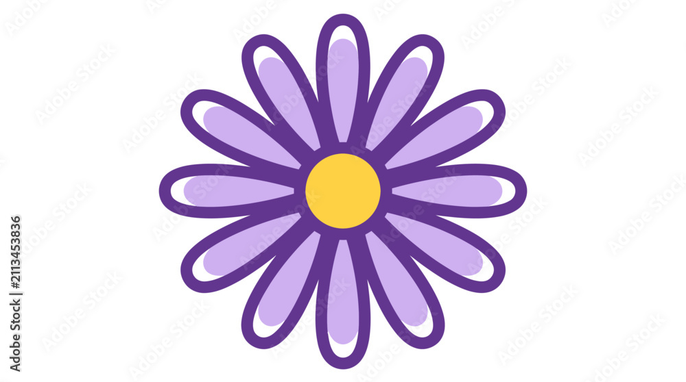 Obraz premium Purple daisy flower with yellow center.