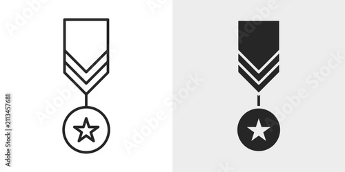 Military Badge Icon represents defense, rank, honor, and armed forces recognition with an editable outline vector illustration.