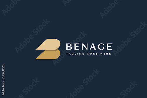 Benage Modern Luxury Logo Mockup - Gold Letter B Monogram on Navy Background for Corporate Branding
