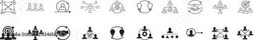 Foto Cross functional icon set for business integration, teamwork, collaboration and management vectors
