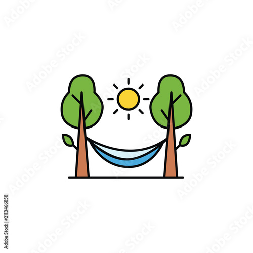 Relaxation in Nature with Hammock and Sunny Day Illustration