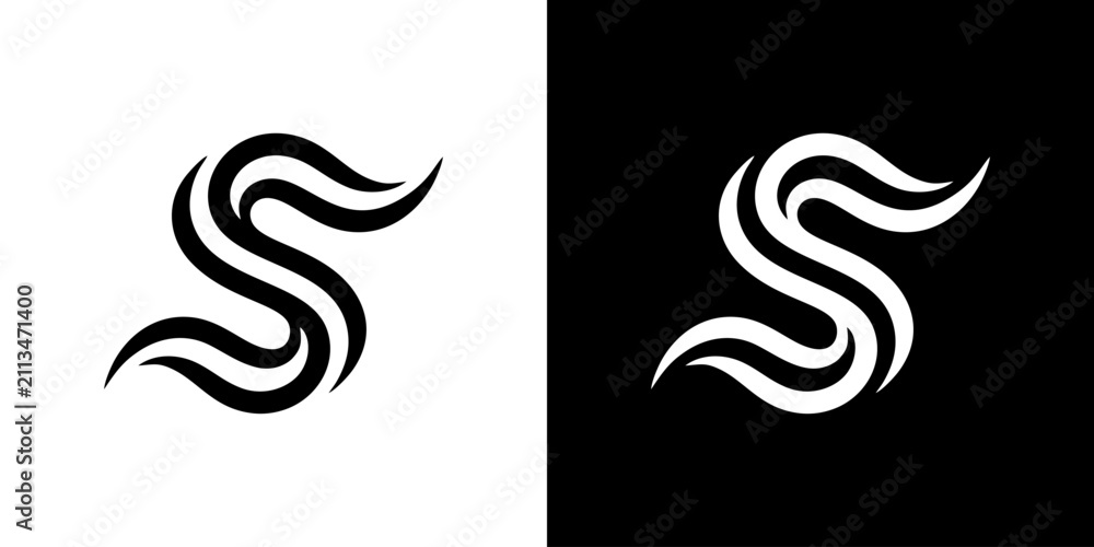 Fototapeta premium Stylized Letter S Logo Design in Black and White Variations