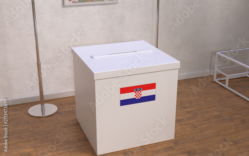 Принти на полотні Ballot Box with Croatia Flag Label in a Room