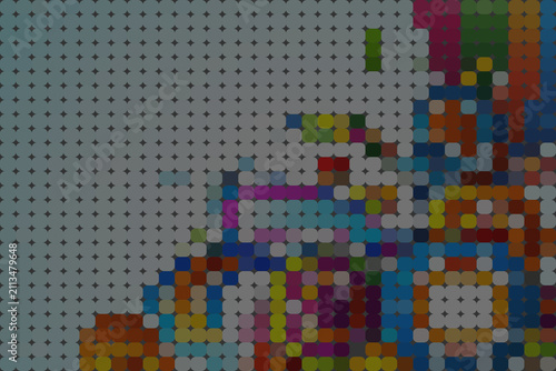 A colorful arrangement of objects on a surface, including stationery and art supplies. 