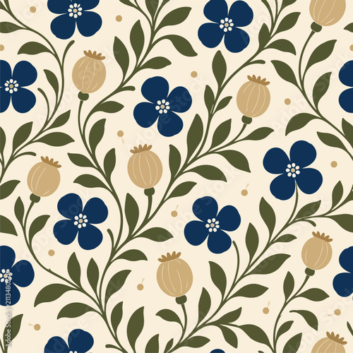 RusticFarmhouseFolkFloralSeamlessPattern