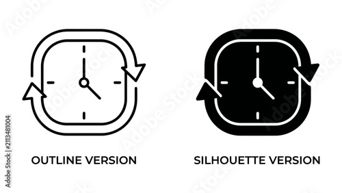 Cuadro en lienzo Clock Icon with Arrows
