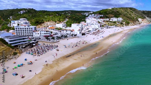 Beach in Salema in the municipality of Vila do Bispo in the Faro District, Algarve, Portugal