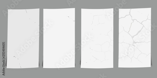 Konstfotografi Cracked paper sequence a four stage illustration with gray background